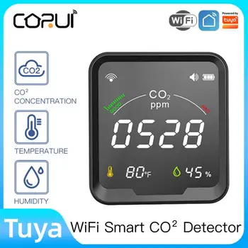 CORUI Tuya WiFi CO2 Oxid Uhličitý Kvality Ovzdušia Monitor Zistiť & Test Teplota a Vlhkosť, Senzor Krytý Vlhkosť Vzduchu Tester