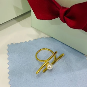 925 sterling silver mini prútik, prstene pre ženy móda pearl osobnosti nepravidelný dizajn Koktail Party Jemné Šperky