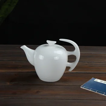 Tradičné ručne vyrábané keramické čaj maker, bočné kanvica, biela jade porcelán, čaj darčeková sada