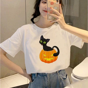 Kawaii Cute Cat Graphic Print T Shirt Ženy Letné Top Módne Tees Bežné Biele Tričká pre fenku Ženské Vonkajšie Oblečenie