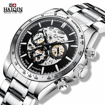 HAIQIN Reloj hombres muži hodinky 2020 luxusné hodinky mužov kostra automatické hodinky pre mužov, mechanické náramkové hodinky mužov Plnej Ocele