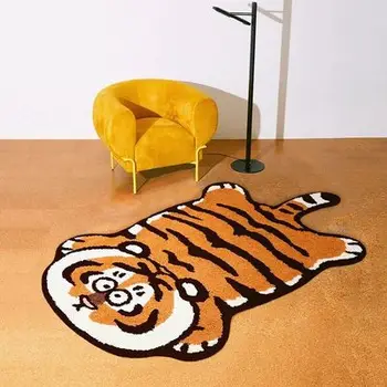 Cartoon Tiger Koberec Zvierat Hrubé Spálne, Obývacia Izba Domova Non-Slip Mat
