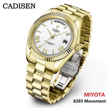 CADISEN Nové Zlaté Hodinky Mužov Automatické Mechanické Top Značky Luxusné Hodinky Business Nepremokavé MIYOTA 8285 Pohyb Pánske Náramkové hodinky