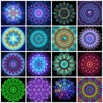 Farebné Kvetinové Mandala Diamond Maľovanie Mandaly Kaleidoskopu Kamienkami Kolo Diamond Výšivky Cross Stitch Auta Mozaiková Výzdoba
