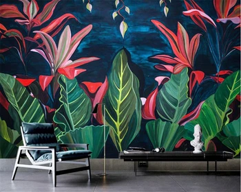 beibehang Obývacej izby, spálne, domáce dekorácie, tapety Európskej retro tropických dažďových lesov banán leaf TV pozadie 3d tapety