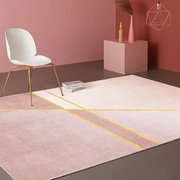 Svetlo luxusné doplnky, ružová spálni koberec domov gauč, konferenčný stolík vankúš obývacia izba Nordic princezná roztomilý dievča posteli deka